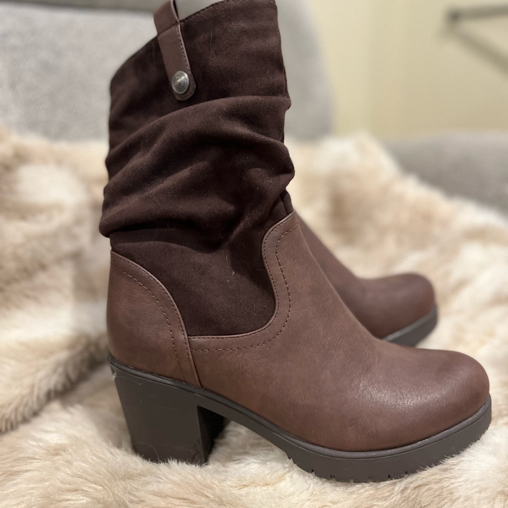 Dream Pairs brown leather mid-calf boots